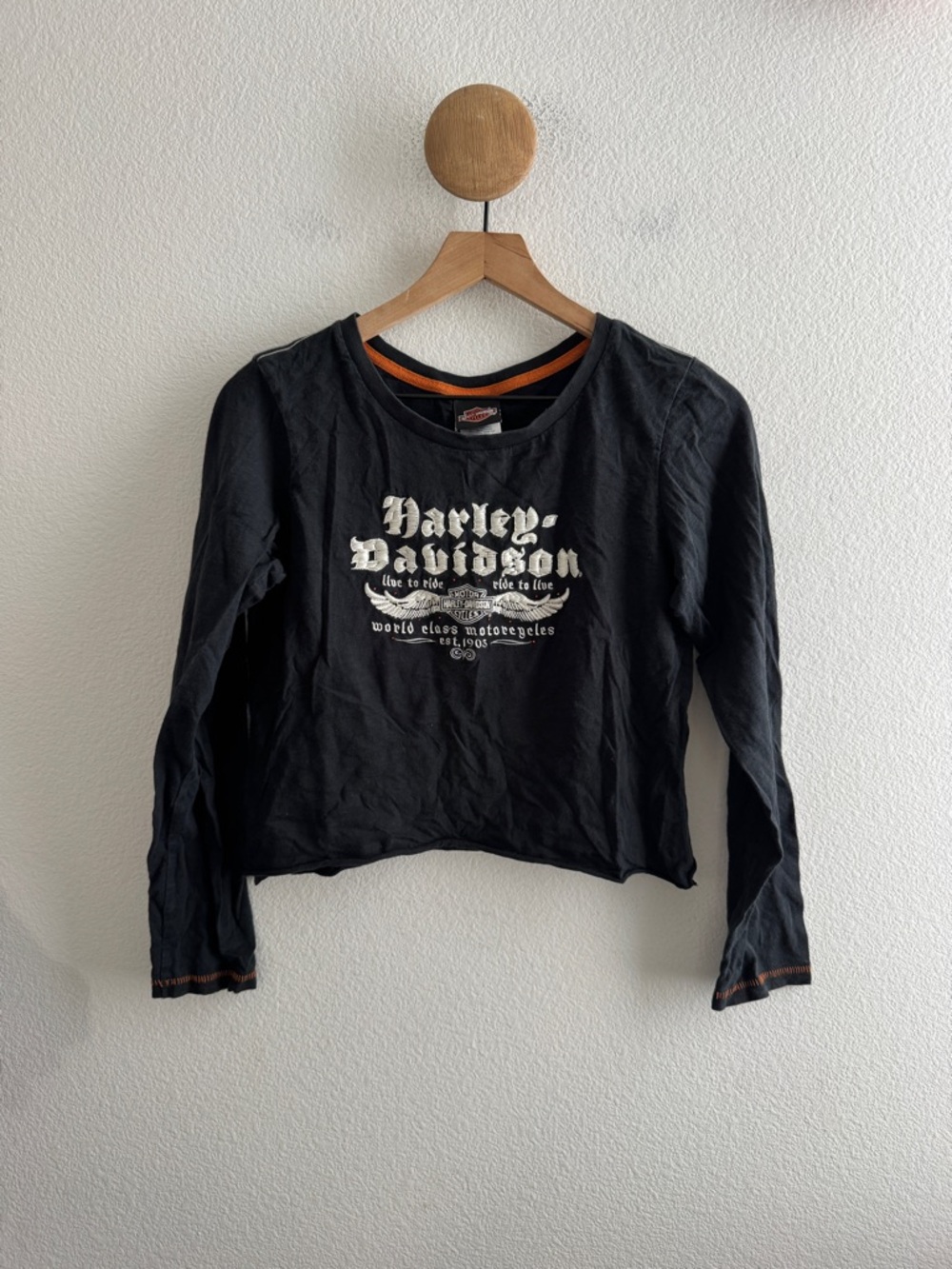 Harley Davidson Cropped Long Sleeve Shirt